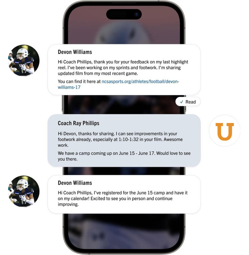 Directly message college coaches Directly message college coaches